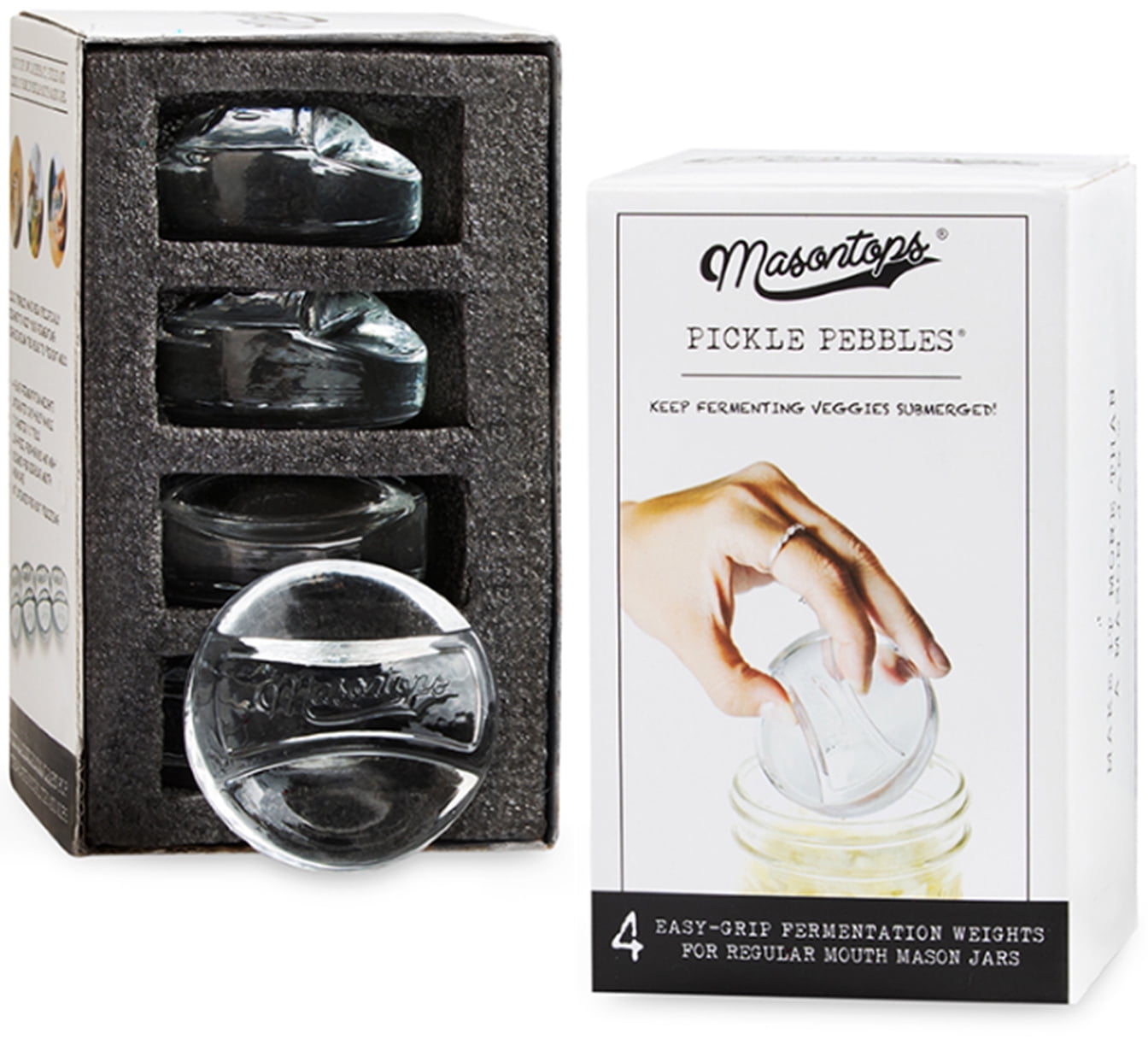 Masontops Pickle Pebble Glass Infinity Weights for Fermenting
