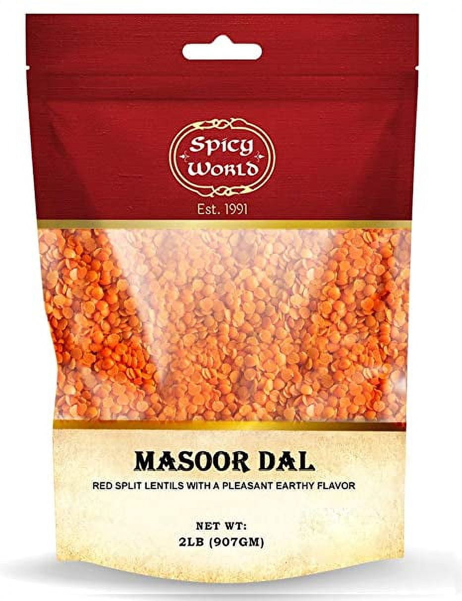 Masoor Dal 2 Pound Bag (32 oz) - Red Lentils Split - All Natural By Spicy World