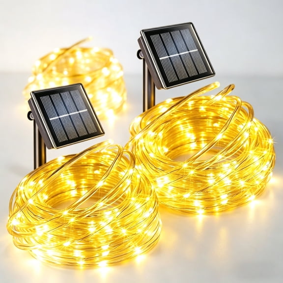 Maspost Solar String Lights, 2 Pack 72 ft 200 LED White Outdoor Waterproof Lights with 8 Modes for Garden Patio Yard Decor