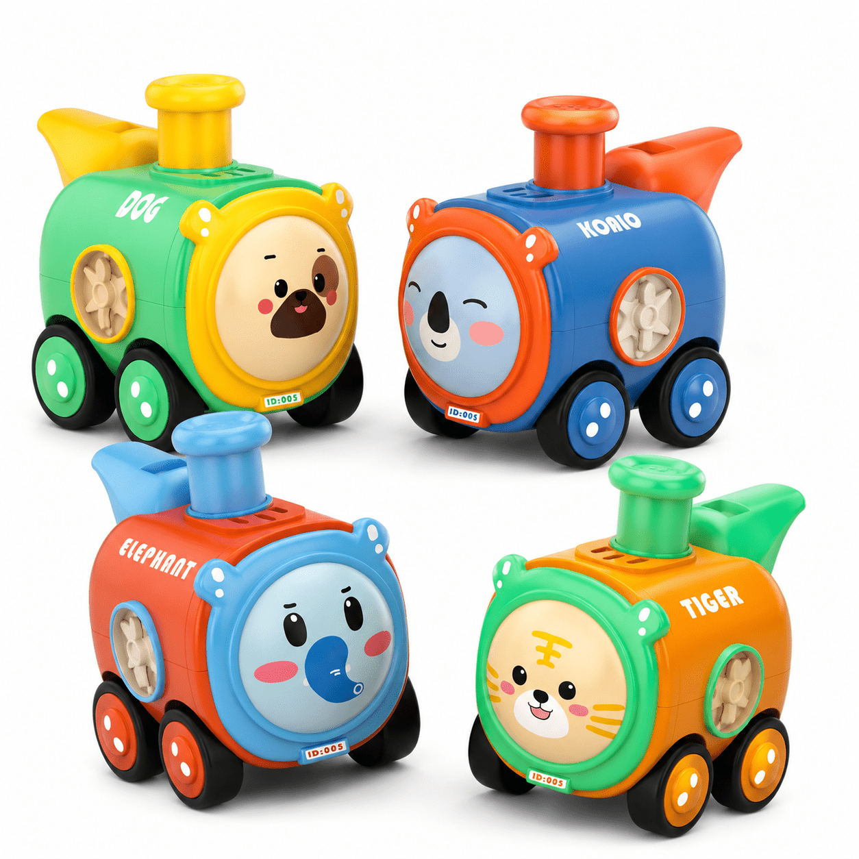 Maspost 4 Pack Press to Go Toy Cars with Whistle, Toddler Push Vehicles ...