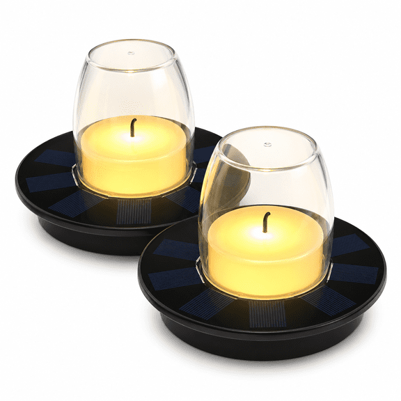 Maspost Solar Floating Candle Lights, IP68 Waterproof LED Floating Pool Lights, Solar Powered Floating Pond Lanterns, Warm Lighte,2 Pack