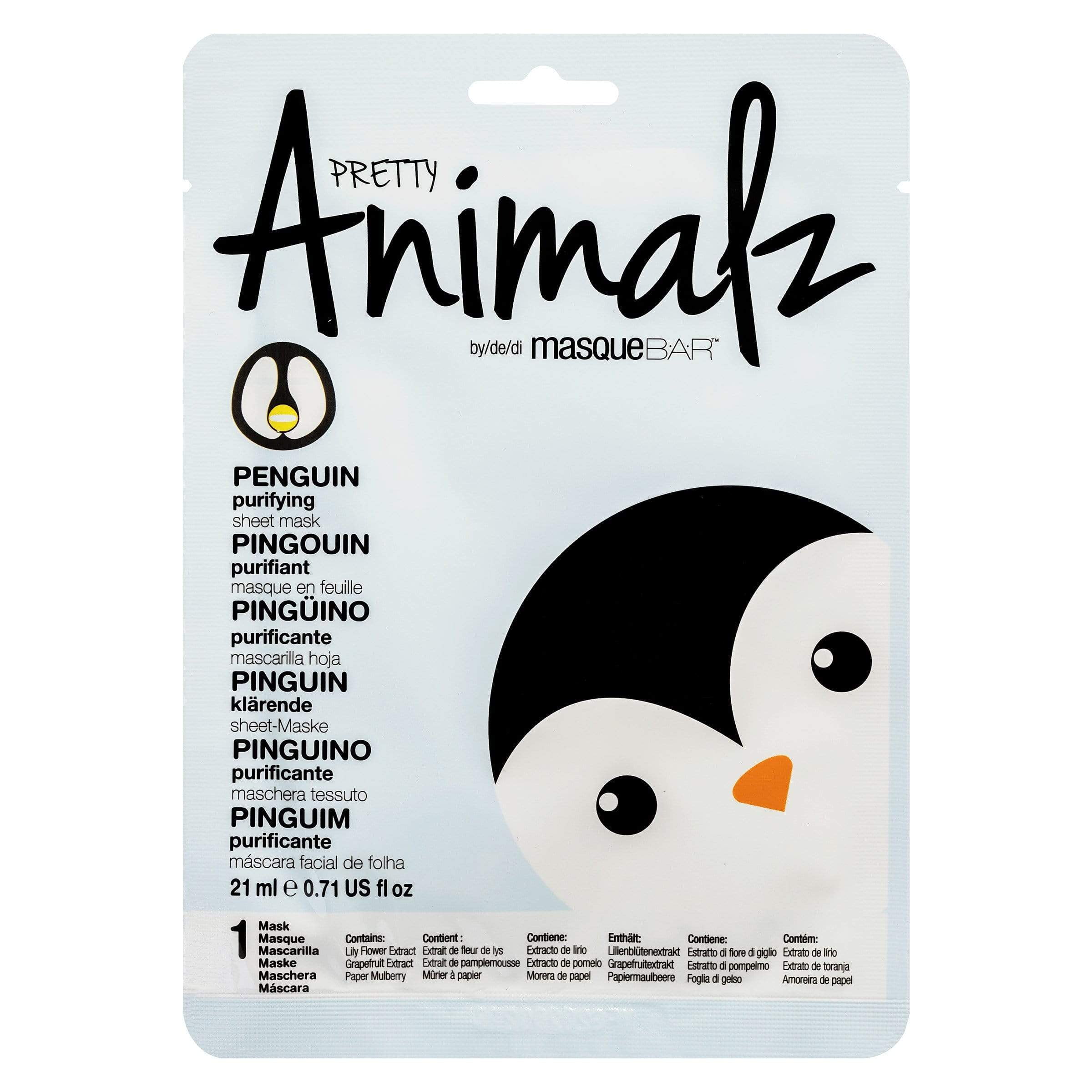 Masque Bar Pretty Animalz Penguin Purifying Sheet Mask, 0.71