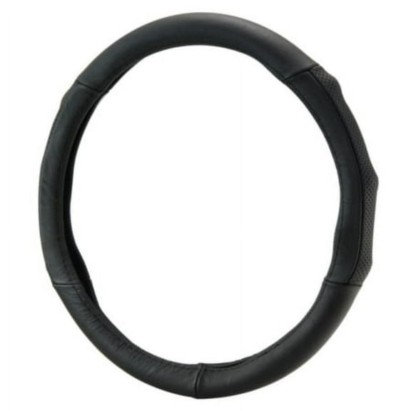 Masque Genuine Leather Steering Wheel Cover, for Trucks or SUVs - Black, Fits 15.5" to 16.5"