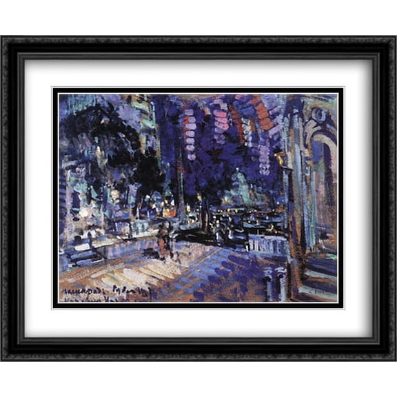 Masquerade 2x Matted 34x28 Large Black Ornate Framed Art Print by Konstantin Korovin