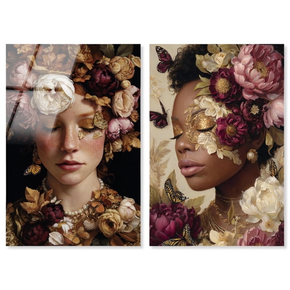 Masquerade Dreams Set Acrylic Print Floral Wall Art Set by Art Remedy, Ready to Hang, 10 x 15