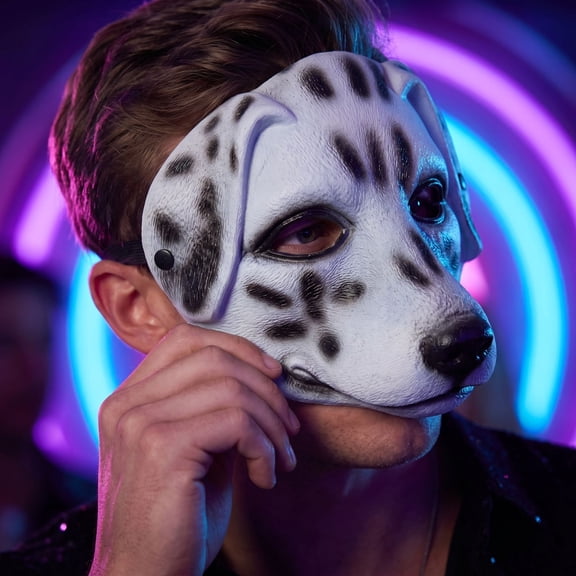 Masquerade Mask, Adult Dog Mask, Dog Mask, Spotted Mask, 10X9 in Lightweight Foam Animal Accessory for Parties, Parades, and Holiday Events