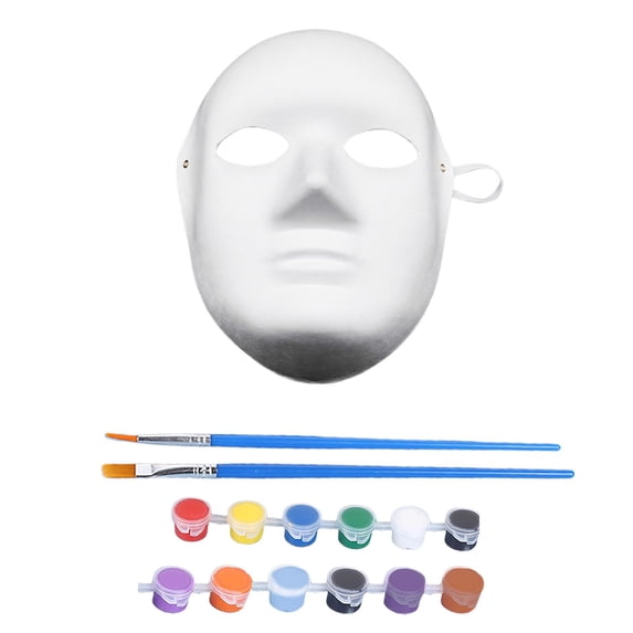 Masquerade Mask All Ages Diy Painting Set with 12 Color Acrylic Paint and 2 Brushes for Halloween Party Crafts Creative Activities