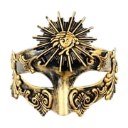Masquerade Mask Antique Gold Black Venetian Style for Men Sun Motif Design Halloween Party and Events Single Piece Accessory