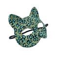 thumbnail image 1 of Masquerade Mask Black Base Teal and Gold Cat Ear Design for Halloween Mardi Gras Party One Piece Accessory for Adults and All Ages, 1 of 5