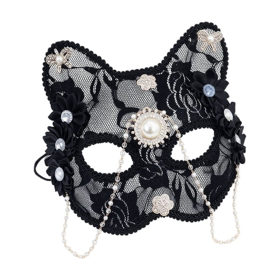 Masquerade Mask Black Lace Cat Eye Mask for Women Halloween Prom Wedding Bachelorette Party Accessory