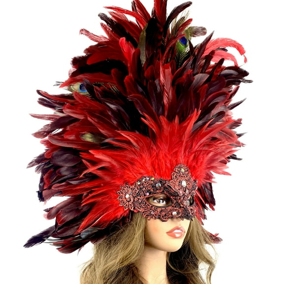 Masquerade Mask Costume Venetian Feather Party Ball Masks For Halloween Mardi Gras Cosplay Wedding
