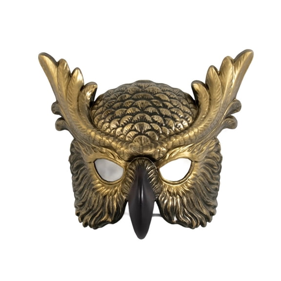 Masquerade Mask Gold Owl Design 10 X 9 Inch Mask for Halloween Party Mardi Gras Prom and Events