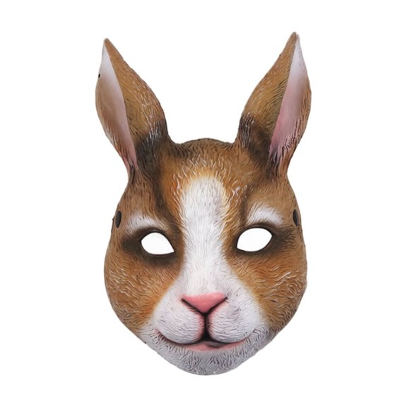 Masquerade Mask Light Brown Rabbit Full Face Accessory for Halloween Party Easter 1 Pack