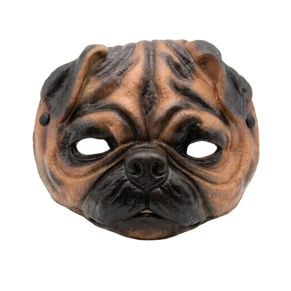Masquerade Mask Pug Dog Latex Half Face Cover for Halloween Party Theatrical Accessory for Adults Men Women and All Ages