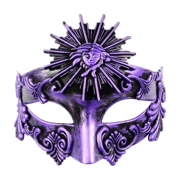 Masquerade Mask Purple Sun Motif Venetian Style for Men Halloween Accessory for Party and Events