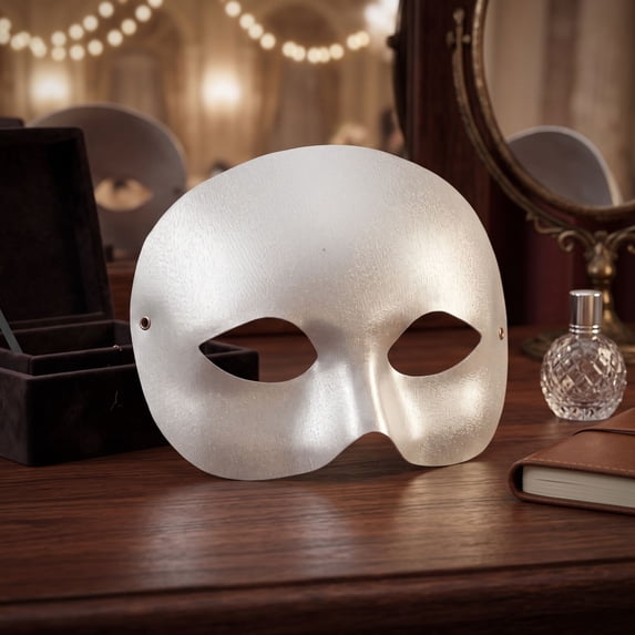 Masquerade Mask, Venetian Mask 7 Inch Accessory Half Face Cover for Masquerade Party Prom Mardi Gras Halloween Events Silver, 1 Pack