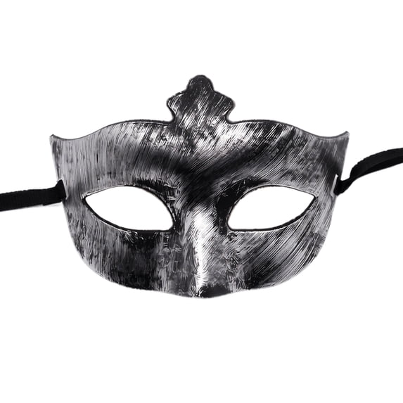 Masquerade Mask Vintage Silver Black Accent Design Half Face Accessory for Masquerade Party Prom Mardi Gras Halloween and Themed Events