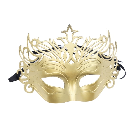 Masquerade Mask for Women 9 Inch Golden Masquerade Crown Mask Venetian Style Decorative Eye Mask for Halloween Masquerade Party Mardi Gras Prom Accessory, 1 Pack