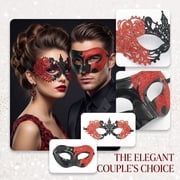 Masquerade Mask for Couples, 2 Pack Black Red Lace Masquerade Masks, Halloween Masks for Masquerade Party Events
