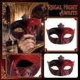 thumbnail image 1 of Masquerade Mask for Men 7 Inch Half Face Glitter Painted Halloween Mask Accessory for Masquerade Party Halloween Event Red and Black, 1 Pack, 1 of 4