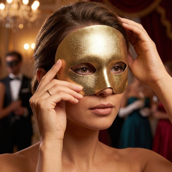 Masquerade Mask for Men 7 Inch Venetian Masquerade Masks Gold Accessory for Masquerade Ball Formal Event Masquerade Party, 1 Pack