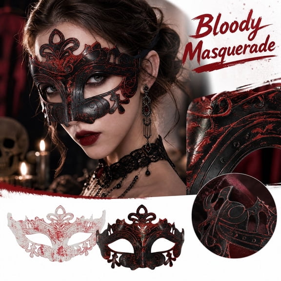 Masquerade Mask for Men Half Mask Halloween with Crown, Black Eye Mask for Masquerade Party, Mask for Couples