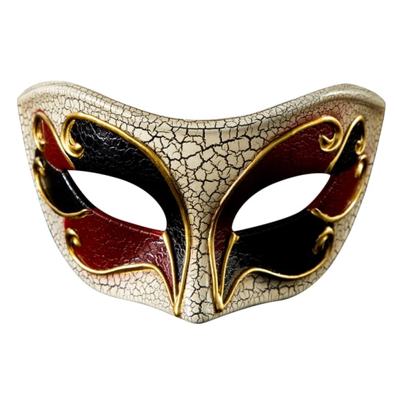 Masquerade Mask for Men Retro Venetian Style Cracked Half Face Mask Halloween Costume Party Prom Ball Masks 1 PC Red One Size