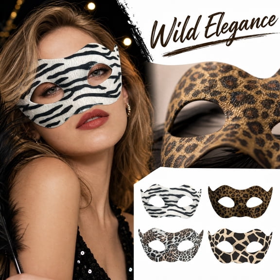 Masquerade Mask for Women 7 Inch Leopard Print Half Face Mask for Masquerade Party Mardi Gras Event Halloween Accessory, 1 Pack