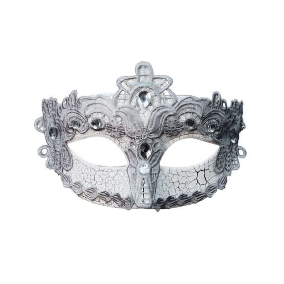 Masquerade Mask for Women Silver Lace Rhinestone Embellished 1 Pack for Masquerade Parties Halloween Prom Mardi Gras Events