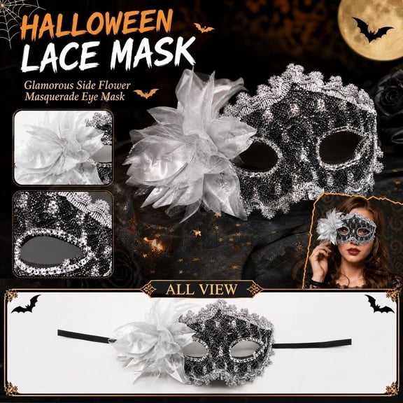 Masquerade Party Eyemask, Womens Masquerade Mask, Masquerade Masks for Women, Masks for Masquerade Party, Silver Masquerade Mask for Women, Sparkly Rhinestone Accent Side Feather