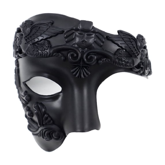 Masquerade Party Favors, Masquerade Mask, Mens Carnival Mask, Halloween Party Decorations for Adults, 7X6 in Egyptian Roman Style Black Men's Half Face Vintage Mask,