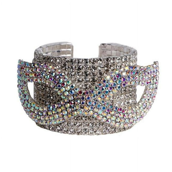 Masquerade Rhinestone Cuff, Silver Aurora Borealis
