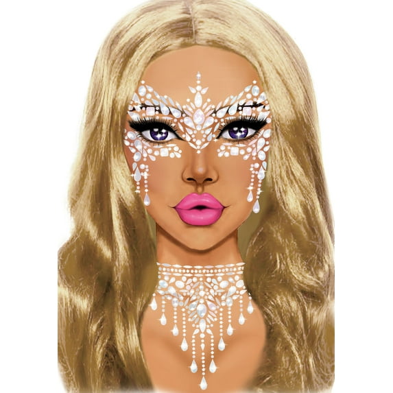 Masquerade adhesive face jewel - O/S / CLEAR