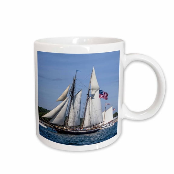 3drose, Mass. Cape Ann, Gloucester. Schooner Festival, Parade of Sail., 15oz Mug