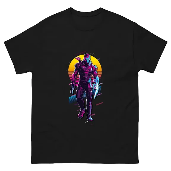Mass Effect Commander Shepard 80s Retro Gaming Unisex T-Shirt V16379, Plus Size S–5XL Available