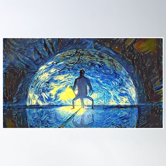 Mass Effect Illusive Man Starry Night Poster Wall Art, Modern Wall Decor, 12x18 UNFRAMED