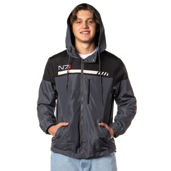 Mass Effect Men's N7 Logo Special Tactics Adult Full Zip Windbreaker Jacket With Hood