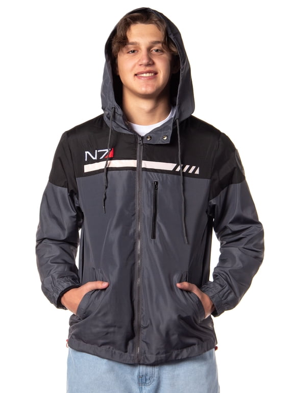 Mass Effect Men's N7 Logo Special Tactics Adult Full Zip Windbreaker Jacket With Hood