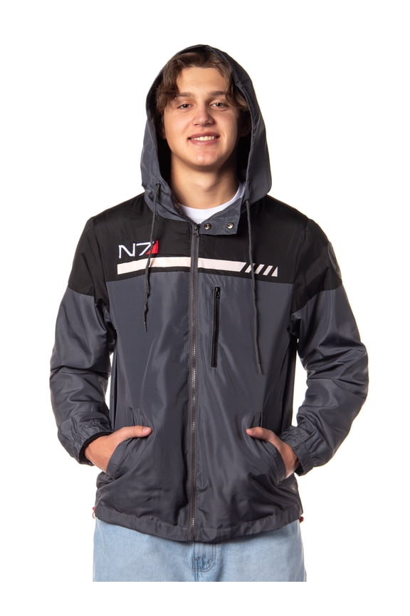Mass Effect Men's N7 Logo Special Tactics Adult Full Zip Windbreaker Jacket With Hood