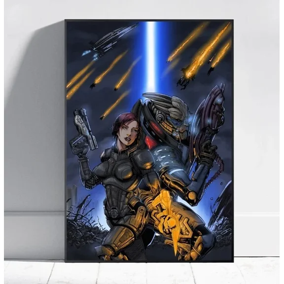 Mass Effect Poster Commander Shepard Wall Art Rolled Print 4 Home Decor Vintage Art Print Cute Birthday Gift Wall Art
