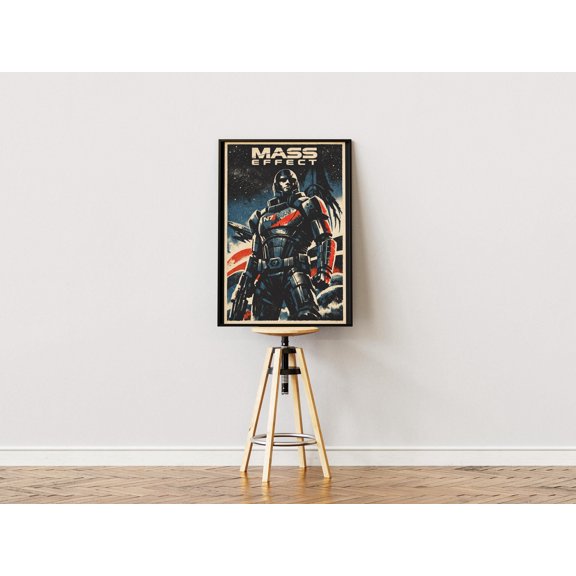 Mass Effect Poster, Retro Sci-Fi Game Art (Unframed)