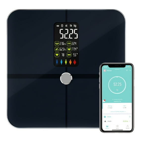 Mass Index Measuring Personal Scale, VA Screen USB Digital Weight Body Fat Scale Heart Rate Smart Body Fat Analyzer Scale