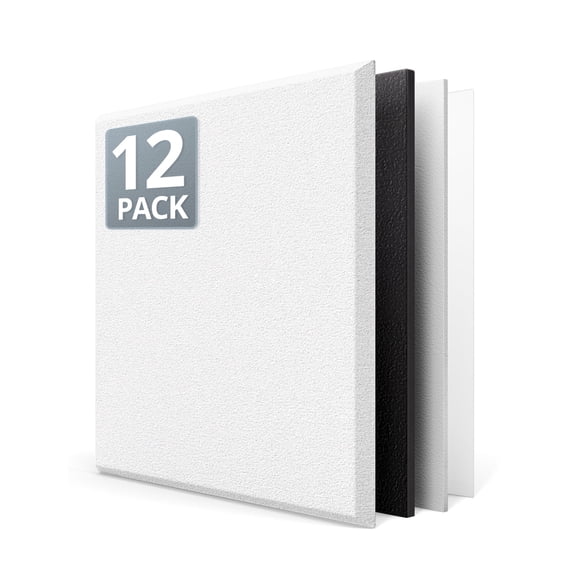 Kuchoow Mass Loaded Vinyl Sound Proof Foam Panels for Walls Studio Soundproofing, 12 Pack Strong Self-Adhesive Backing Sound Dampening Panels for Home Office Recoding White 12 x 12 x 0.4inch