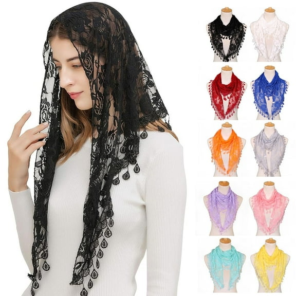 Mass Veil Triangle Mantilla Cathedral Head Covering Chapel Veil Lace Shawl Latin Scarf