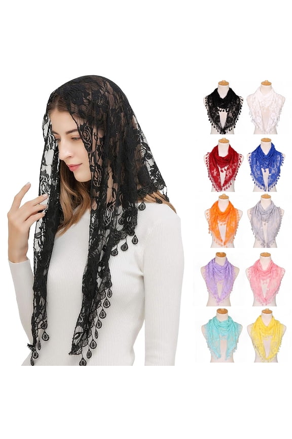 Mass Veil Triangle Mantilla Cathedral Head Covering Chapel Veil Lace Shawl Latin Scarf