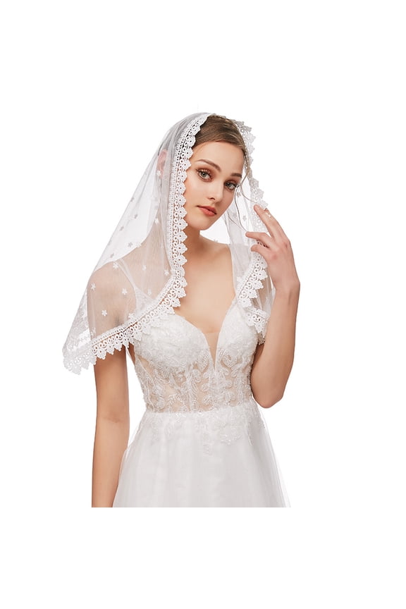Mass Veil Triangle Mantilla Cathedral Head Covering Chapel Veil Latin Mass Head Covering Scarf for Wedding Brides
