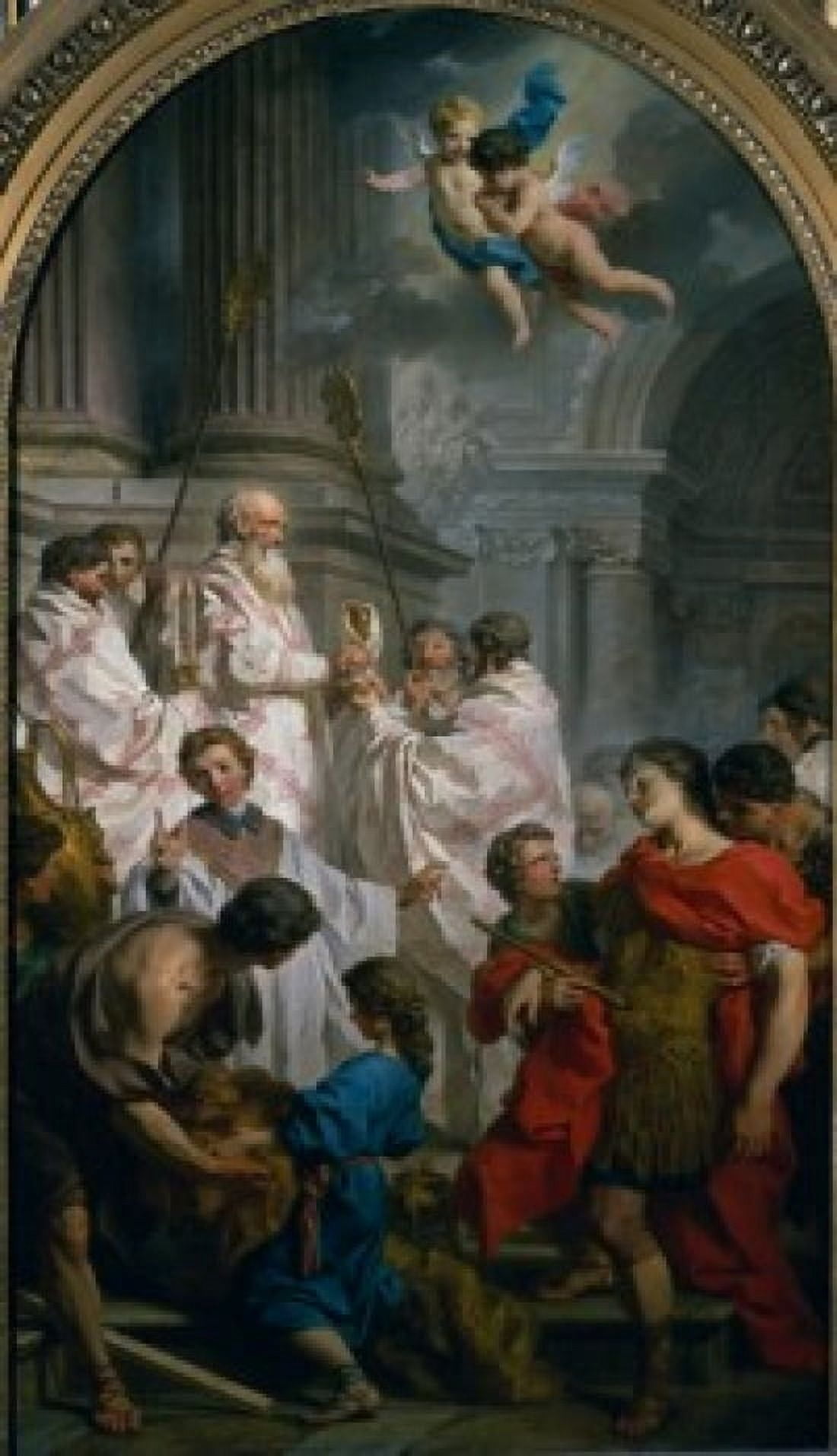 Mass of Saint Bazille by Eustache Le Sueur (1617-1655) France Paris Musee du Louvre Canvas Art - Eustache Le Sueur (24 x 36)