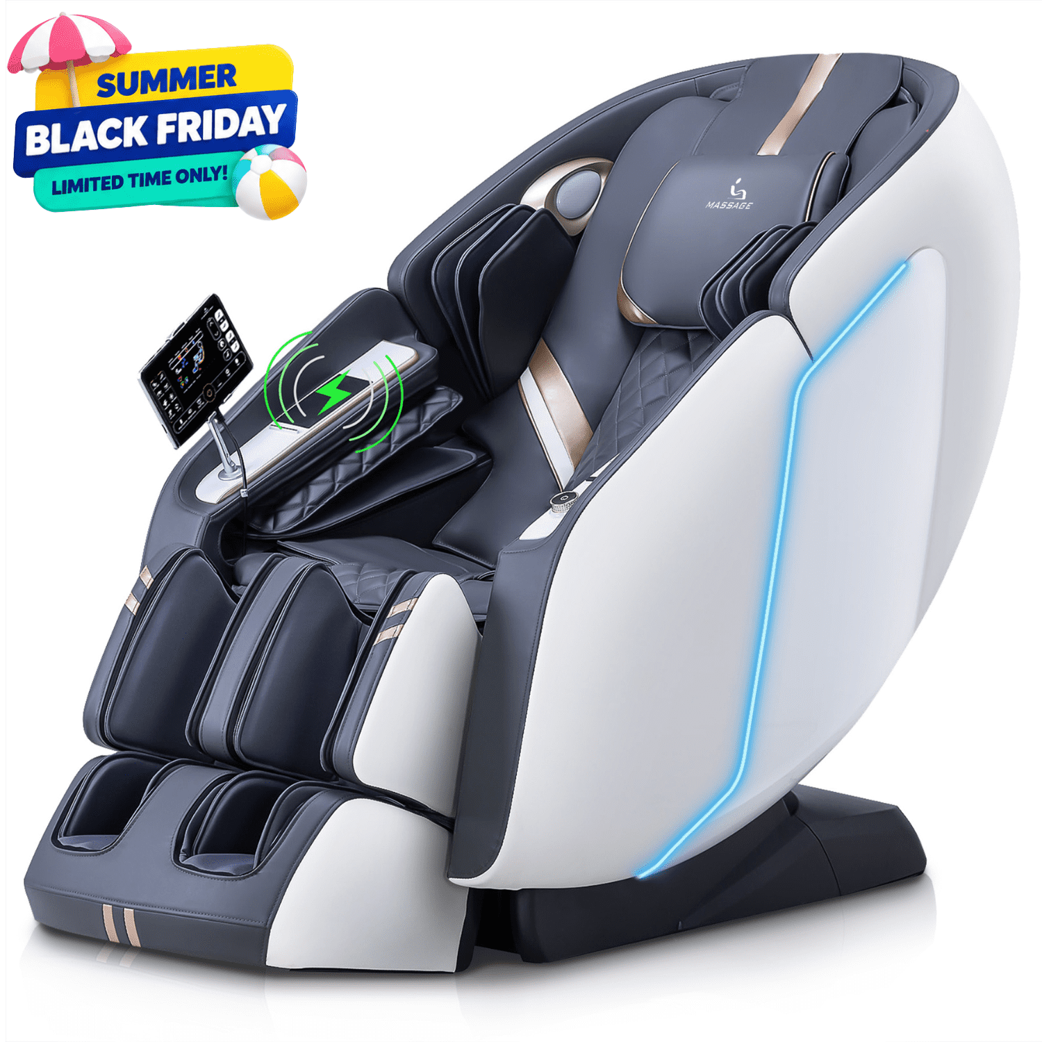 masamasa MassaMAX, 4D Massage Chair, MT398, White Faux Leather - Walmart.com