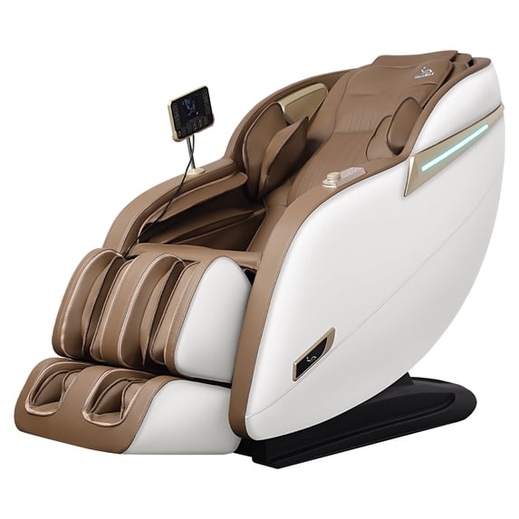 MassaMAX 2026 Version Full Body Massage Chair, Zero Gravity Recliner with SL Track, Heating Function, Beige/Brown