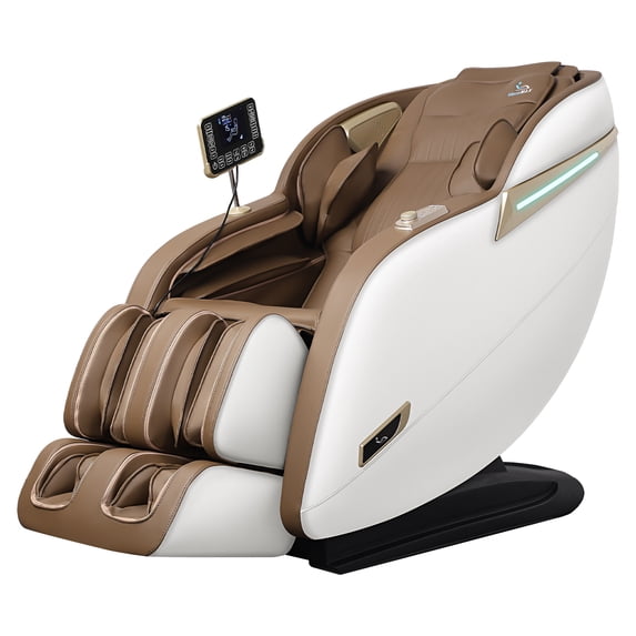 MassaMAX 2026 Version Full Body Massage Chair, Zero Gravity Recliner with SL Track, Heating Function, Beige/Brown